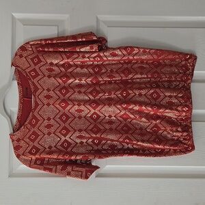 NWOT APT 9 Aztec Print Orange & Gold T-shirt Blouse